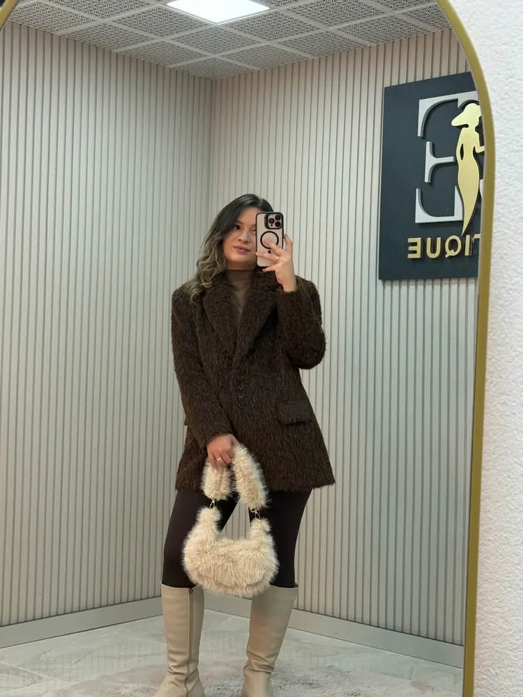 Tilki tüylü Blazer ceket